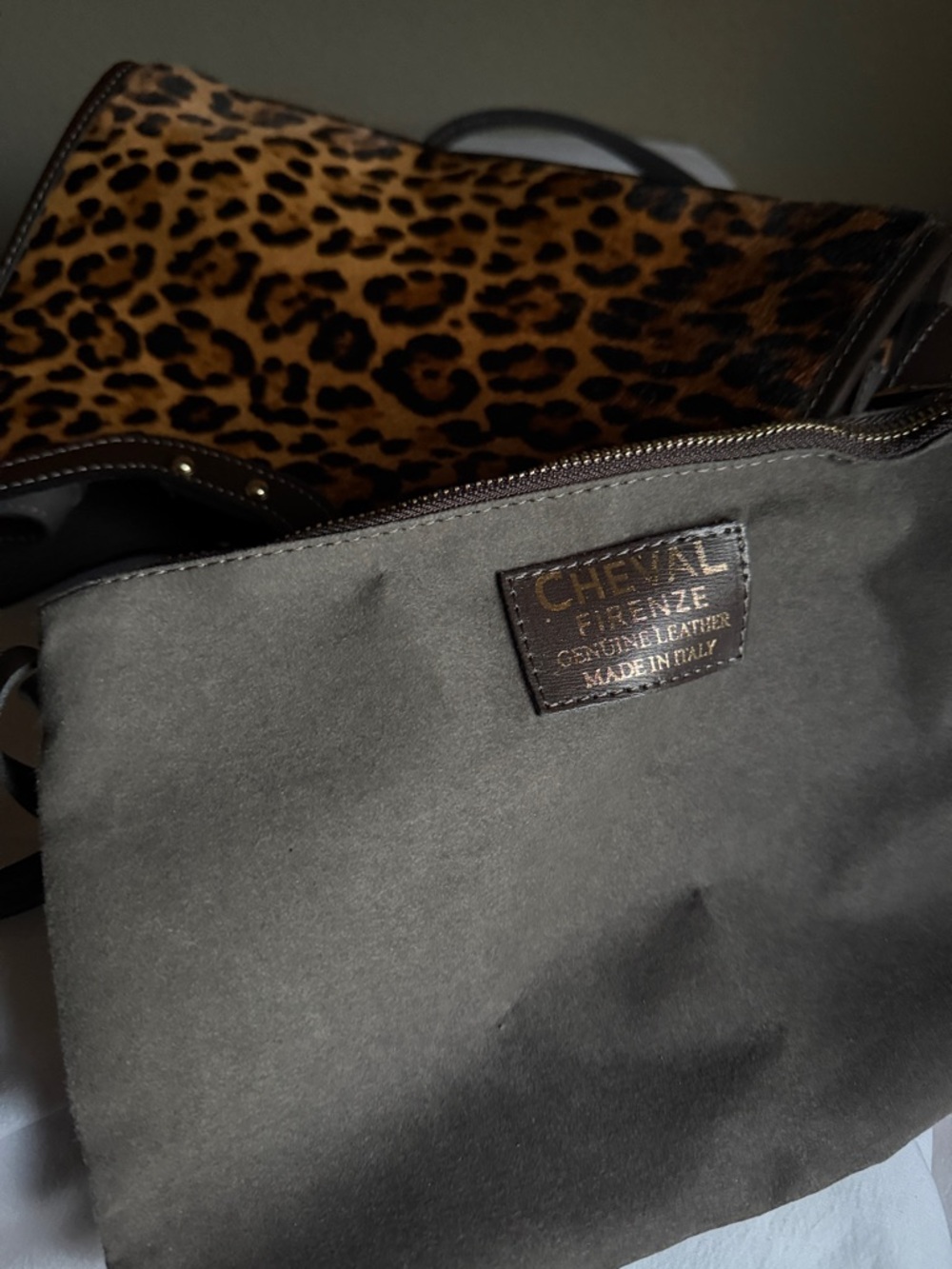 Leopard Print Women’s Handbag - Brown - Picture 4 of 4